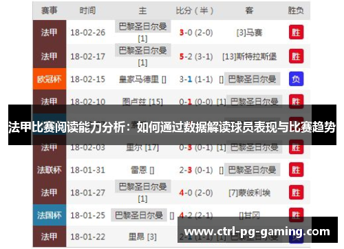 法甲比赛阅读能力分析：如何通过数据解读球员表现与比赛趋势